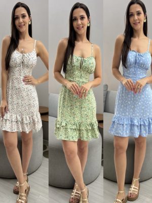 vestido curto com babados