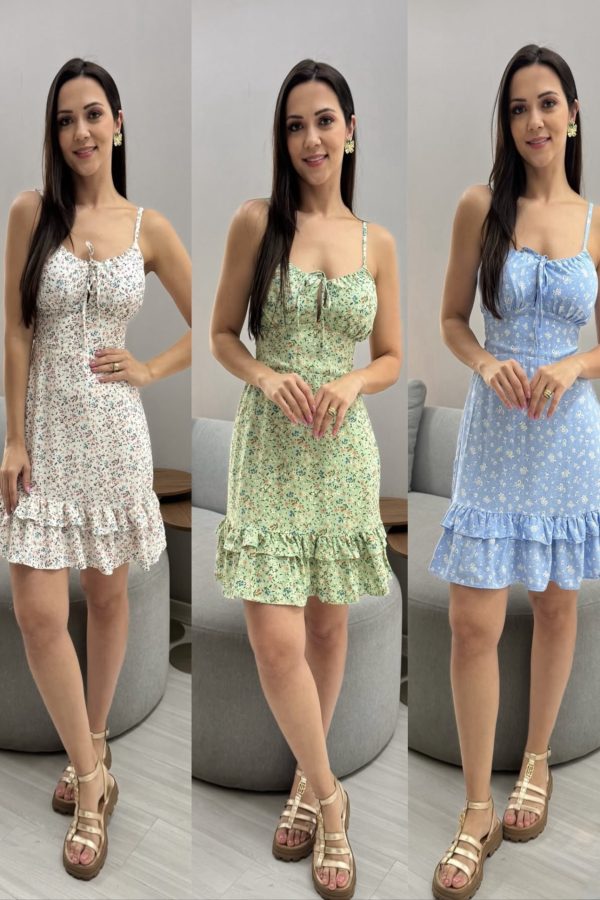 vestido curto com babados