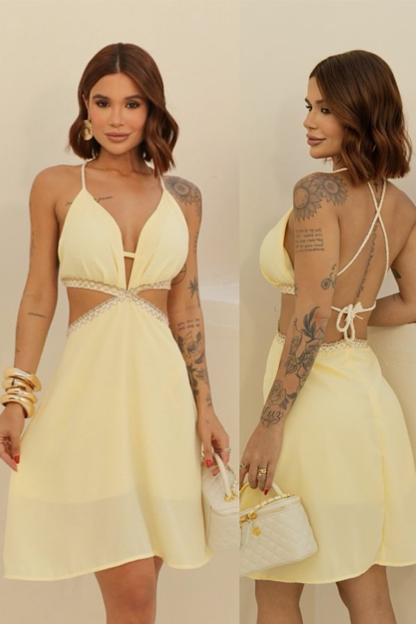 vestido curto com renda