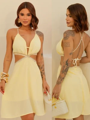 vestido curto com renda