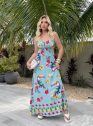 vestido tropical fivela busto